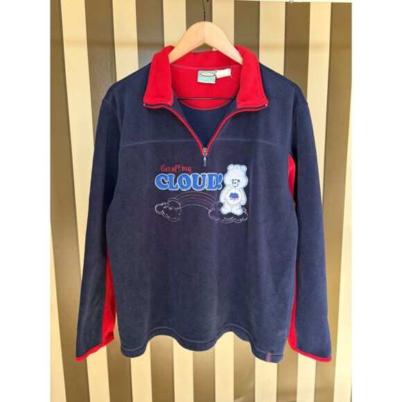 Care Bears Tops - Vintage Care Bears Grumpy Bear Get Off My Cloud 1/4 Zip Fleece Pullover XL